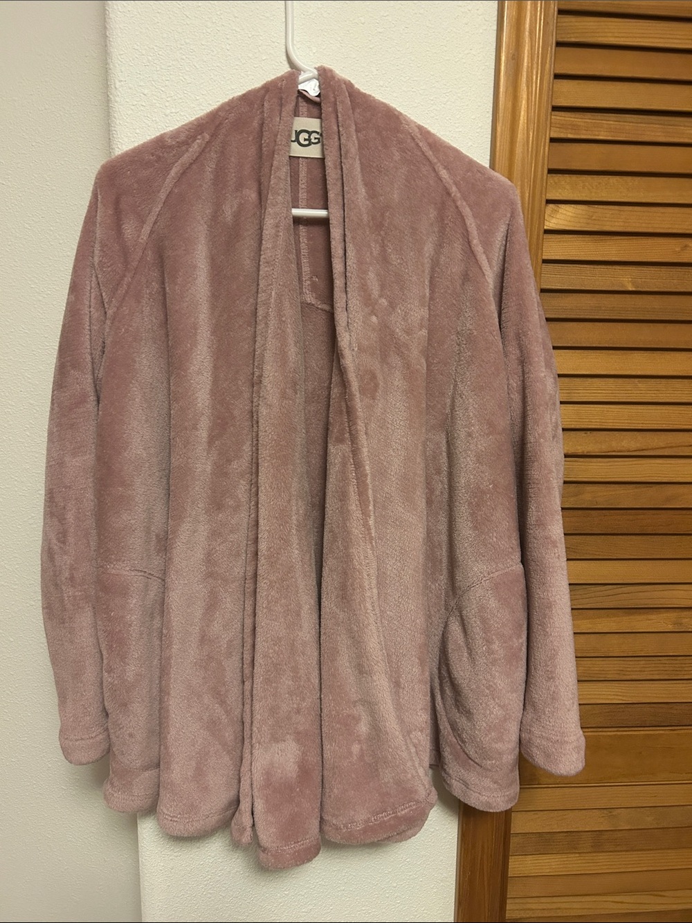 UGG Women's Plush Open-Front Teddy Jacket in Dust Pink